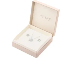 Srebrne kolczyki i naszyjnik z cyrkoniami - komplet - gwiazdy