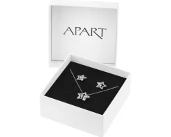 Srebrne kolczyki i naszyjnik z cyrkoniami - komplet - gwiazdy