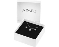 Srebrne kolczyki i naszyjnik z cyrkoniami - komplet - gwiazdy