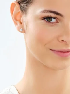 Srebrne kolczyki i naszyjnik z cyrkoniami - komplet - gwiazdy