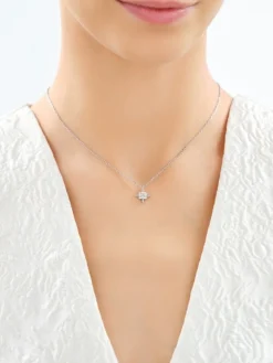 Srebrne kolczyki i naszyjnik z cyrkoniami - komplet - gwiazdy