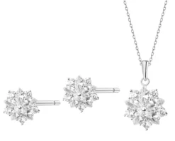 Srebrne kolczyki i zawieszka z cyrkoniami - komplet