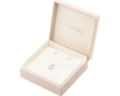 Srebrne kolczyki i zawieszka z cyrkoniami, łańcuszek - komplet - motyle