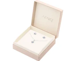 Srebrne kolczyki i zawieszka z cyrkoniami, łańcuszek - komplet - kwiaty