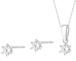 Srebrne kolczyki i zawieszka z cyrkoniami - komplet