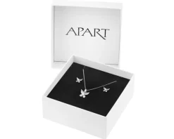 Srebrne kolczyki i zawieszka z cyrkoniami, łańcuszek - komplet - motyle