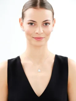 Srebrne kolczyki i zawieszka z cyrkoniami - komplet