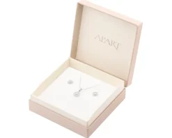 Srebrne kolczyki i zawieszka z cyrkoniami, łańcuszek - komplet