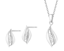Srebrne kolczyki i zawieszka z cyrkoniami - komplet
