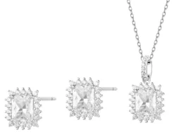 Srebrne kolczyki i zawieszka z cyrkoniami - komplet