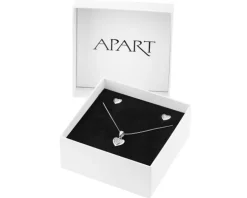 Srebrne kolczyki i zawieszka z cyrkoniami, łańcuszek - komplet