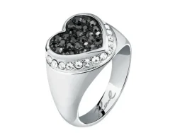 Sygnet ze stali szlachetnej z cyrkoniami - serce, Karl Lagerfeld