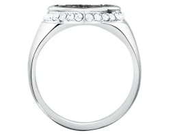 Sygnet ze stali szlachetnej z cyrkoniami - serce, Karl Lagerfeld