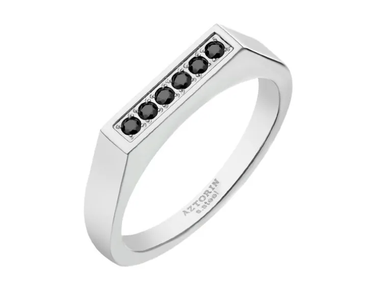 Sygnet ze stali szlachetnej z cyrkoniami