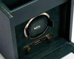 Wolf Rotomat British Racing Single Watch Winder with storage Green