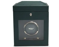 Wolf Rotomat British Racing Single Watch Winder with storage Green