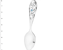 Łyżeczka srebrna ze szkłem - serca, chłopiec
