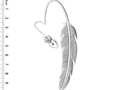 Zakładka do książki srebrna z kryształem - sowa, piórko