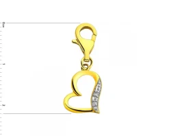 Zawieszka charms z żółtego złota z diamentami - serce - 0,006 ct - próba 585