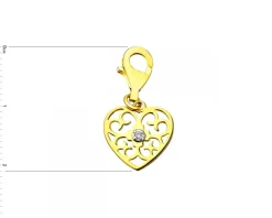 Zawieszka charms z żółtego złota z brylantem - serce - 0,008 ct - próba 375