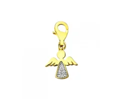 Zawieszka charms z żółtego złota z diamentami - aniołek - 0,01 ct - próba 375