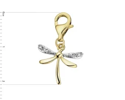 Zawieszka charms z żółtego złota z brylantami - ważka - 0,04 ct - próba 375