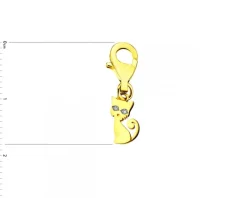 Zawieszka charms z żółtego złota z diamentami - kot - 0,006 ct - próba 375