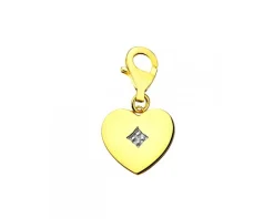 Zawieszka charms z żółtego złota z diamentem - serce - 0,003 ct - próba 375