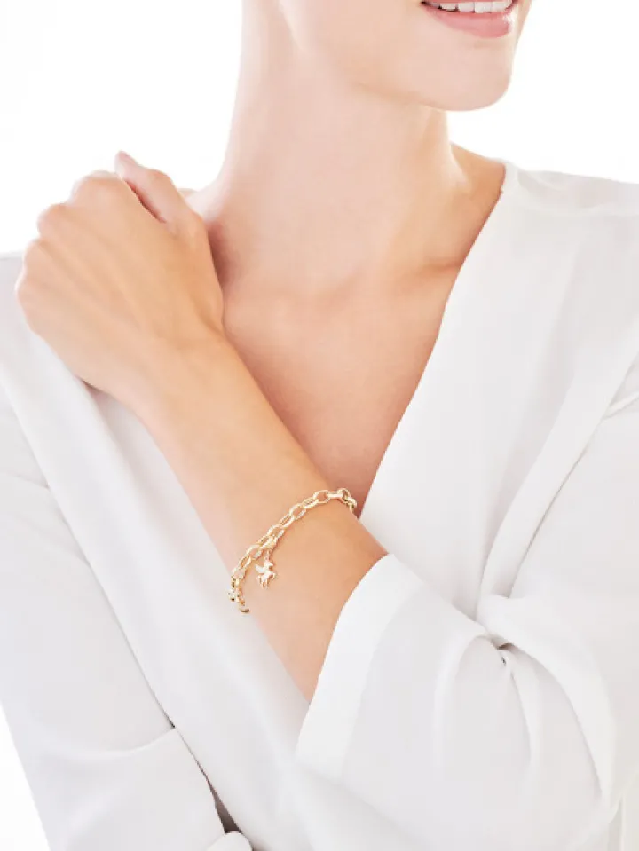 Zawieszka charms z żółtego złota z diamentami - jednorożec - 0,01 ct - próba 375