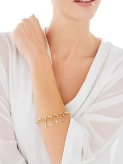 Zawieszka charms z żółtego złota z diamentem - litera M - 0,004 ct - próba 375