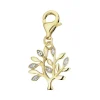 Zawieszka charms z żółtego złota z diamentami - drzewko - 0,01 ct - próba 585