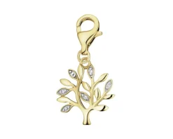 Zawieszka charms z żółtego złota z diamentami - drzewko - 0,01 ct - próba 585