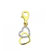 Zawieszka charms z żółtego złota z diamentem - serca - 0,003 ct - próba 375