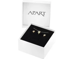 Zawieszka i kolczyki z żółtego złota z diamentami  - komplet - koniczyny - 0,03 ct - próba 375