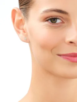 Zawieszka i kolczyki z żółtego złota z diamentami  - komplet - koniczyny - 0,03 ct - próba 375