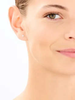 Zawieszka i kolczyki z żółtego i białego złota z diamentami - komplet - 0,01 ct - próba 375