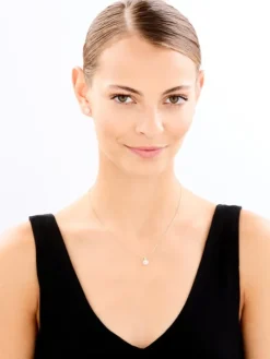 Zawieszka i kolczyki z żółtego złota z diamentami - komplet - 0,01 ct - próba 375