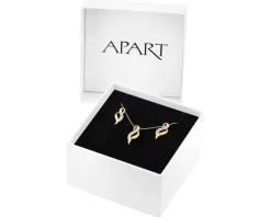 Zawieszka i kolczyki z żółtego złota z diamentami - komplet - 0,01 ct - próba 375