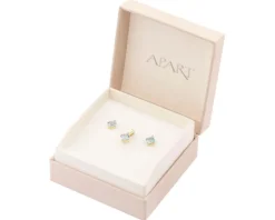 Zawieszka i kolczyki  z żółtego złota z diamentami i topazami - komplet - próba 375