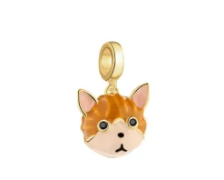 Zawieszka srebrn beads z cyrkoniami i emalią - kot