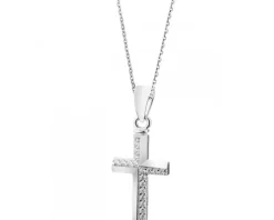 Zawieszka srebrna - krzyż z cyrkoniami