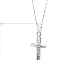 Zawieszka srebrna - krzyż z cyrkoniami
