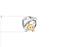 Zawieszka srebrna beads - świnka skarbonka