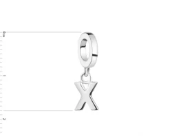 Zawieszka srebrna beads - litera X