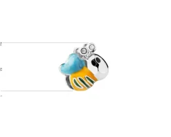 Zawieszka srebrna beads dla dziecka z cyrkoniami i emalią - pszczółka