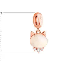 Zawieszka srebrna beads z chalcedonem i cyrkoniami - kot