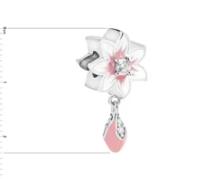 Zawieszka srebrna beads z cyrkoniami i emalią - kwiat