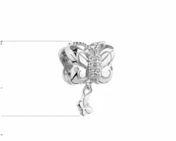 Zawieszka srebrna beads z cyrkoniami - motyl