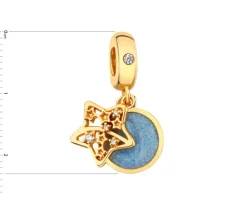 Zawieszka srebrna beads z cyrkoniami i emalią - gwiazda