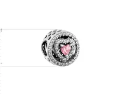 Zawieszka srebrna beads z cyrkoniami - serce